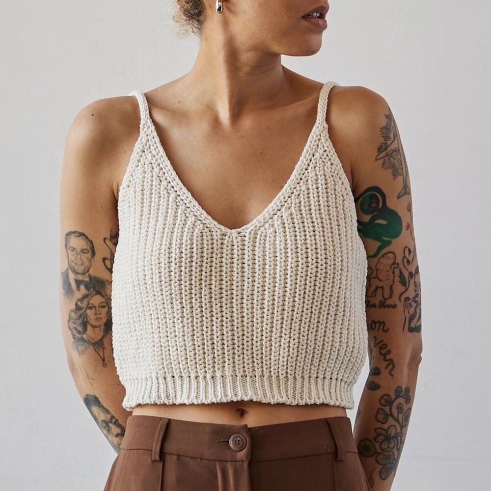 Cordera Cropped Ecotec Cotton Sweater Tank Top White One Size NWT - Picture 4 of 14